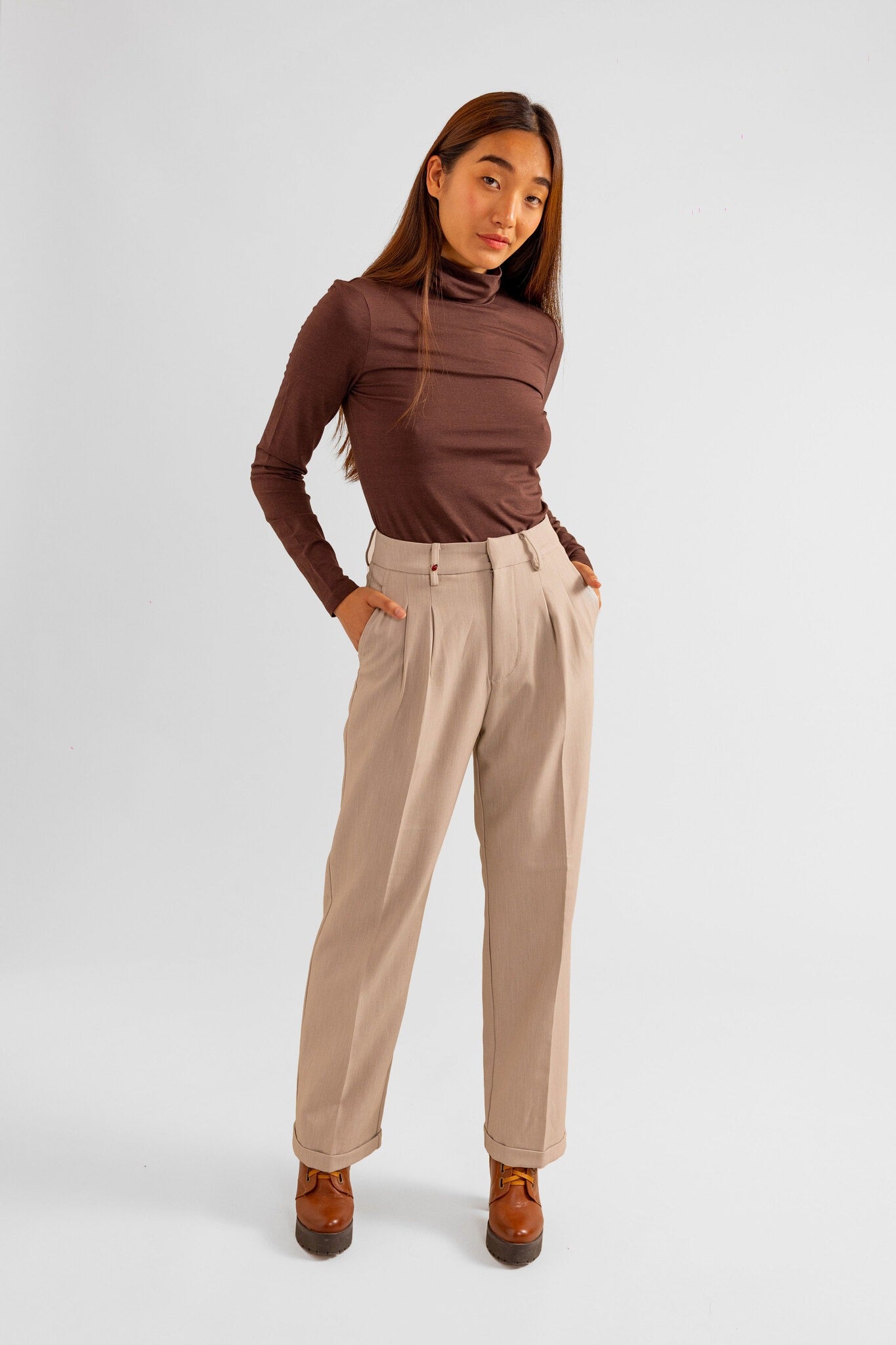 Pantalon fluide beige REEVA