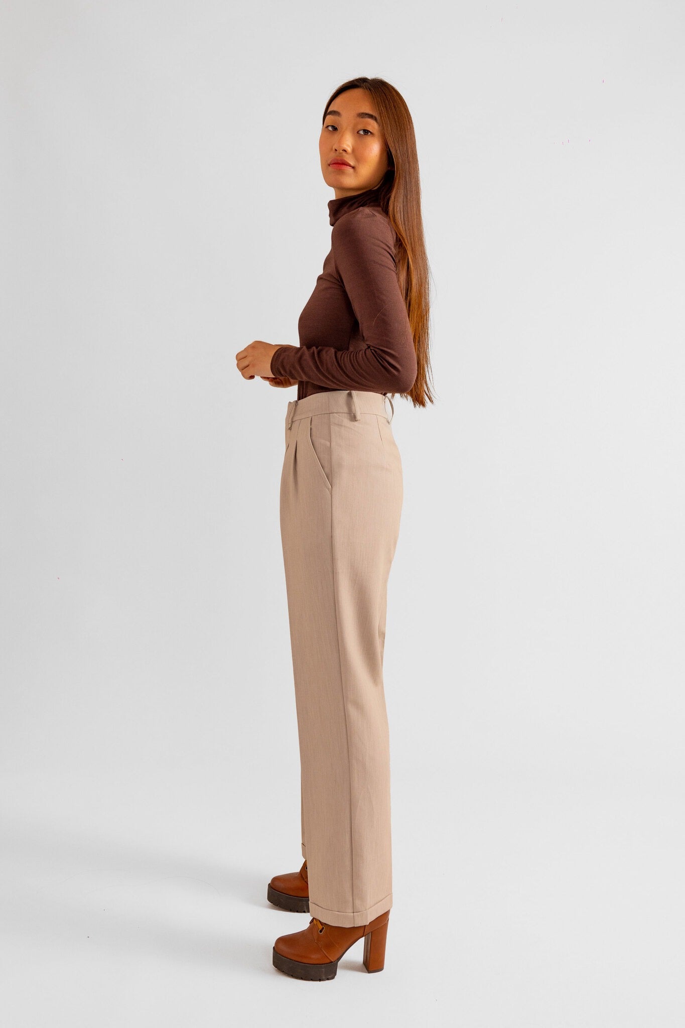 Pantalon fluide beige REEVA