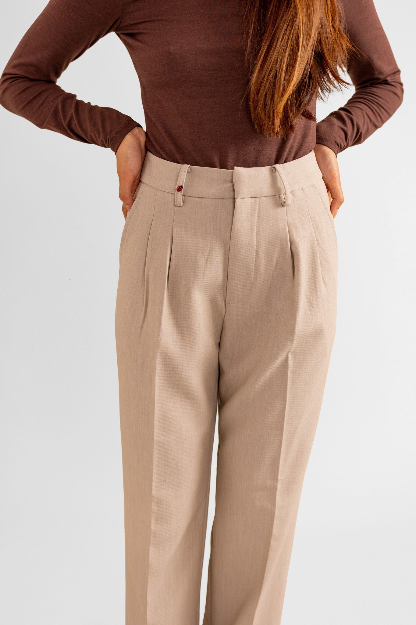 Pantalon fluide beige REEVA