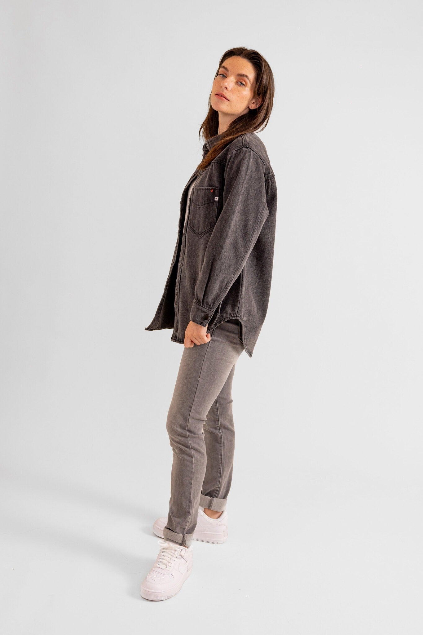 Chemise oversize en coton carbon SOFIA