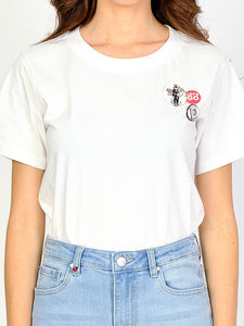 T-shirt avec badge TYFFEN BADGET blanc
