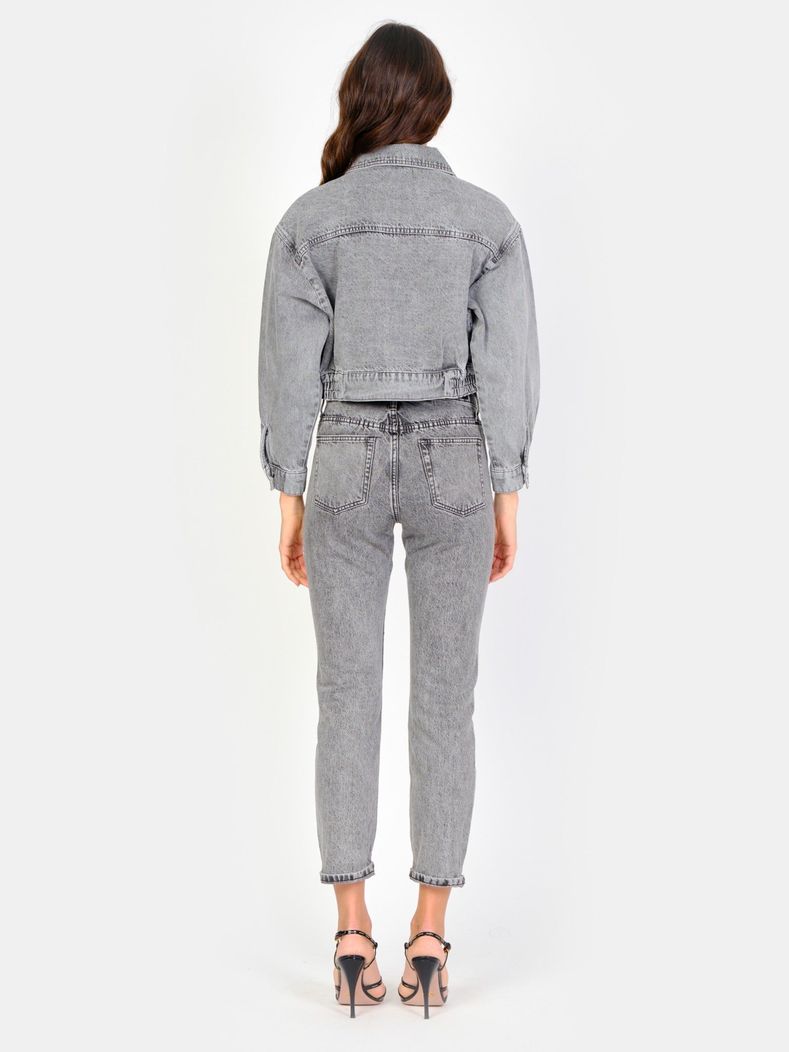 Veste courte en jean gris neigé VANESSA