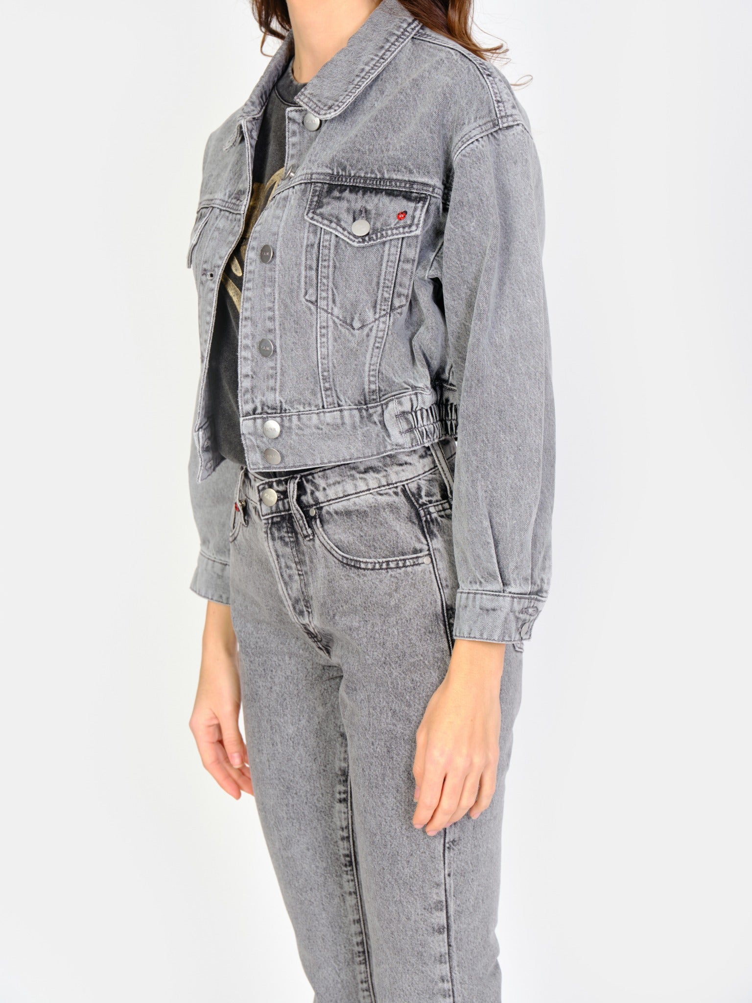 Veste courte en jean gris neigé VANESSA