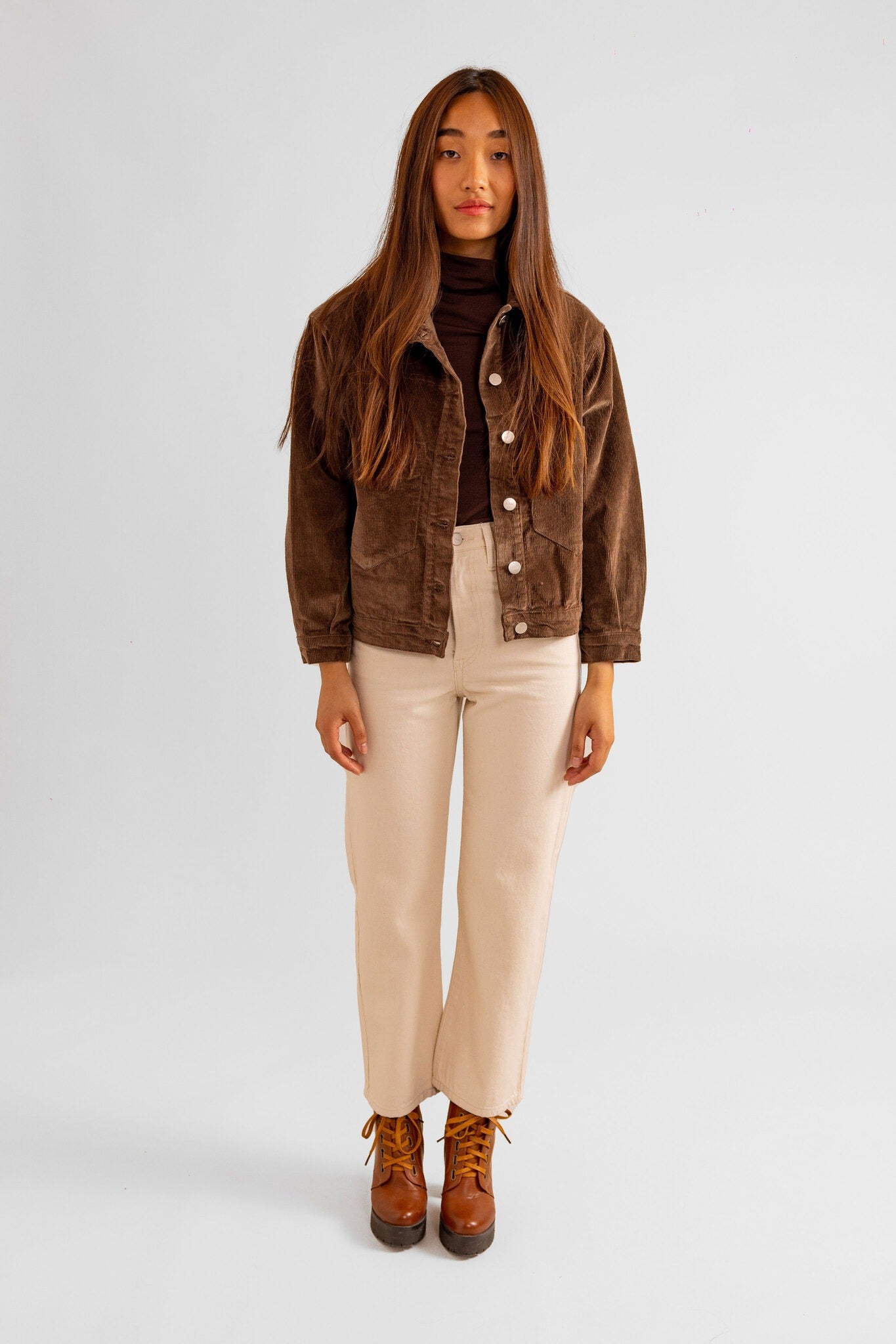 Veste oversize en velours marron VICKY