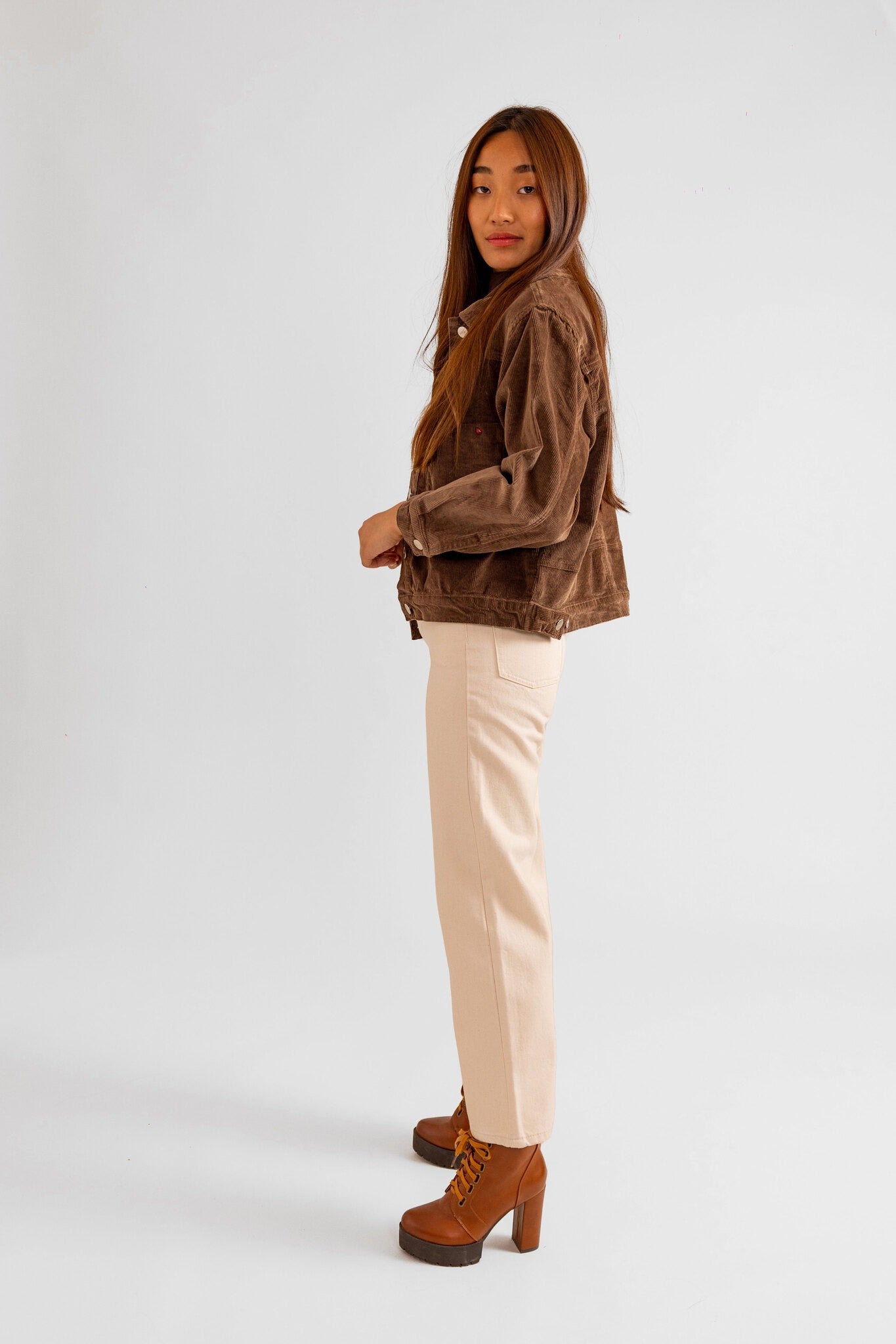 Veste oversize en velours marron VICKY