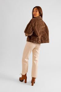 Veste oversize en velours marron VICKY