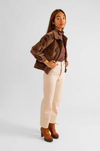 Veste oversize en velours marron VICKY