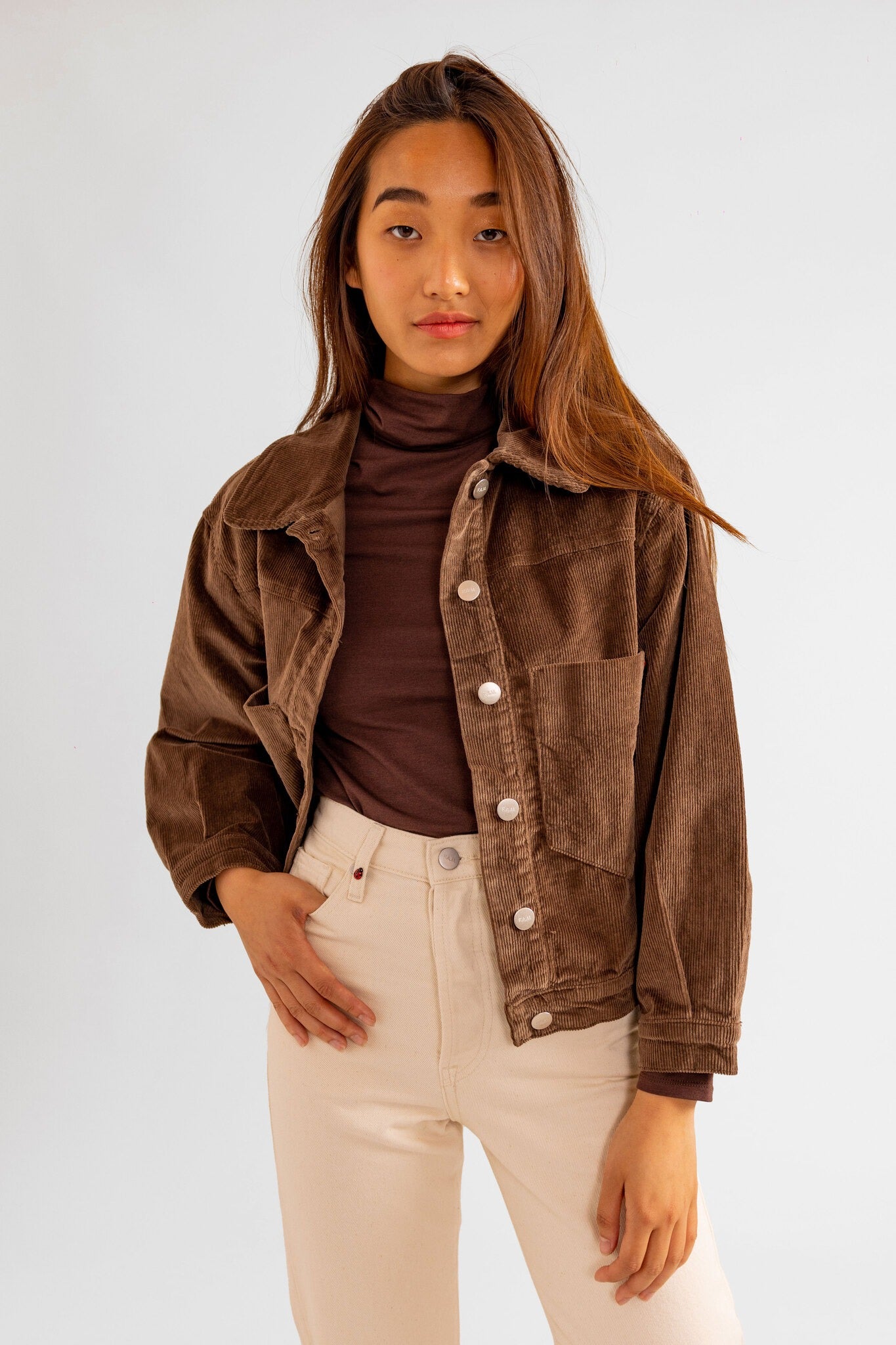 Veste oversize en velours marron VICKY