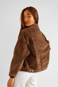 Veste oversize en velours marron VICKY