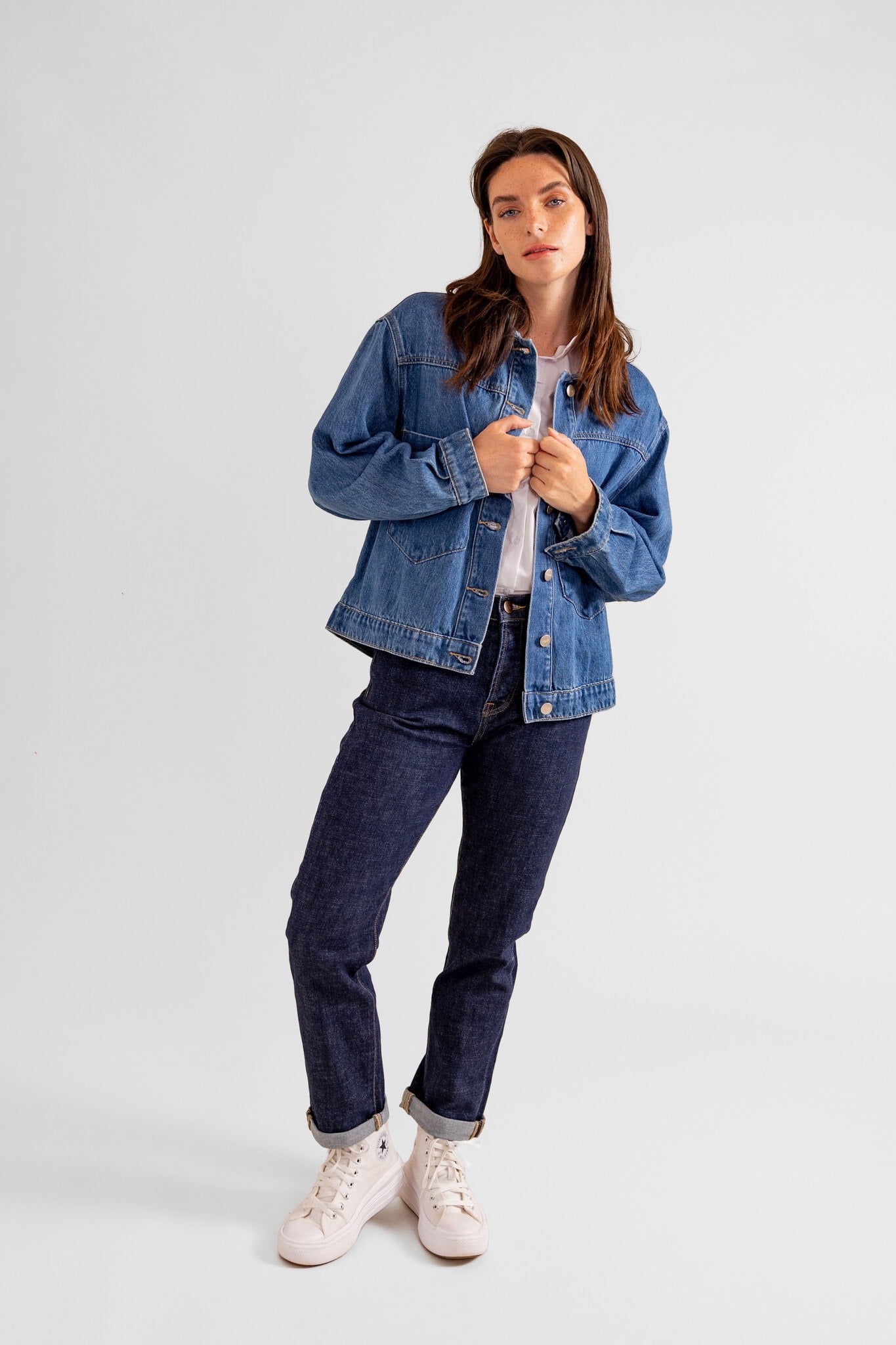 Veste oversize en jean stone VICKY