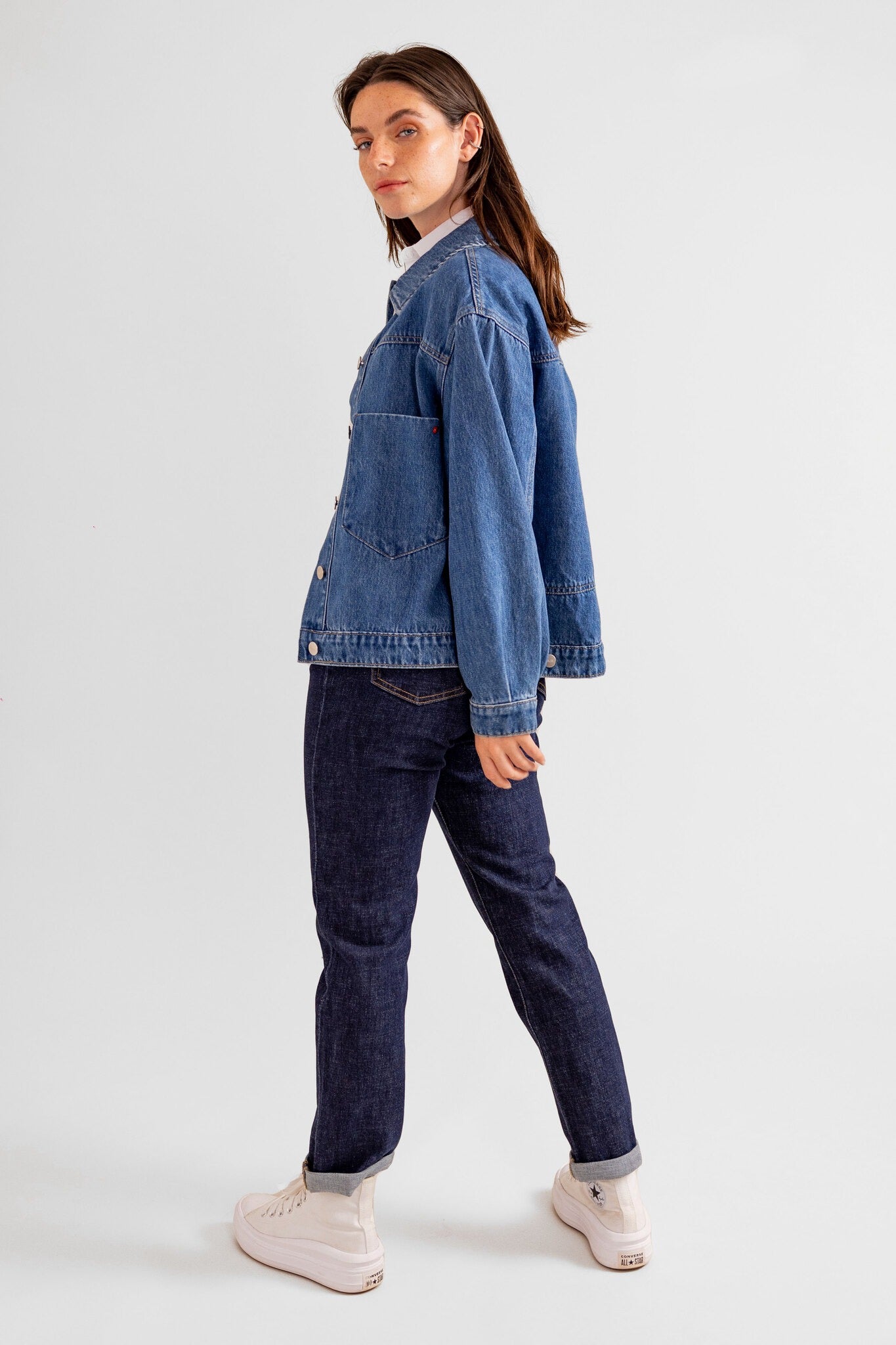 Veste oversize en jean stone VICKY