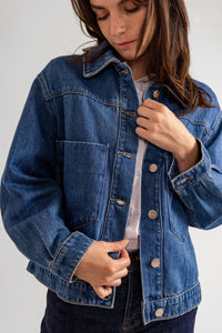 Veste oversize en jean stone VICKY