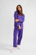 Chemise oversize en velours lavande SONIA femme, LAVENDER, taille XS, porté par Eden (1m70) (F.A.M. JEANS) – photo 1