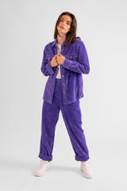 Chemise oversize en velours lavande SONIA femme, LAVENDER, taille XS, porté par Eden (1m70) – photo 2