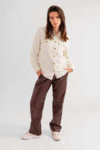 Chemise oversize en velours blanc SONIA femme, WHITE, taille XS, porté par Pauline (1m65) (F.A.M. JEANS) – photo 1