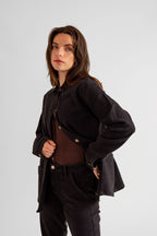 Veste en jean noir VIVIAN-L femme, BLACK, taille XS, porté par Eden (1m70) – photo 5