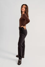 Jean mom confort noir MARIE femme, BLACK, taille XS, porté par Eden (1m70) – photo 2