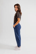 Jean mom confort stone MARIE femme, STONE, taille XS, porté par Eden (1m70) – photo 3