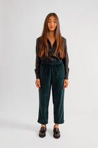 Pantalon mom en velours FRANCE femme, FOREST, taille XS, porté par Pauline (1m65) (F.A.M. JEANS) – photo 1