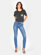 Jean slim bleu ENA femme, BLUE JEANS, taille 25, porté par Amanda (1m76) (FAM PARIS) – photo 1
