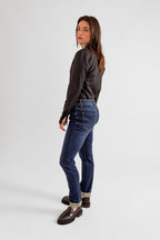 Jean slim bleu foncé ENA femme, DARK BLUE, taille 26, porté par Eden (1m70) – photo 3