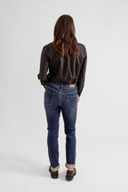 Jean slim bleu foncé ENA femme, DARK BLUE, taille 26, porté par Eden (1m70) – photo 4