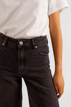 Jean évasé court noir FANNY femme, BLACK, taille 25, porté par Pauline (1m65) – photo 6