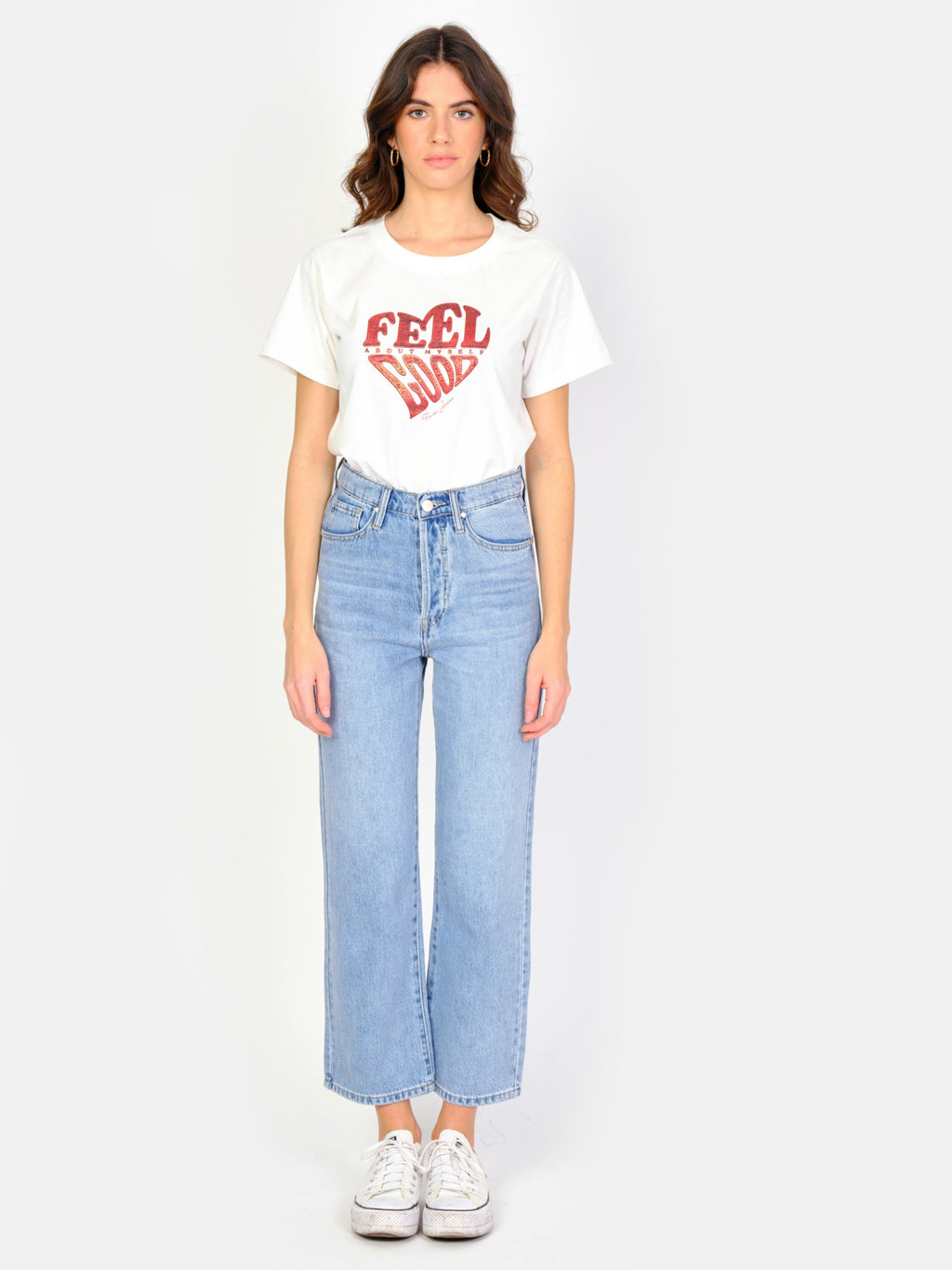 Jean droit court bleu POLA femme, BLUE JEANS, taille 25, porté par Amanda (1m76) – photo 2