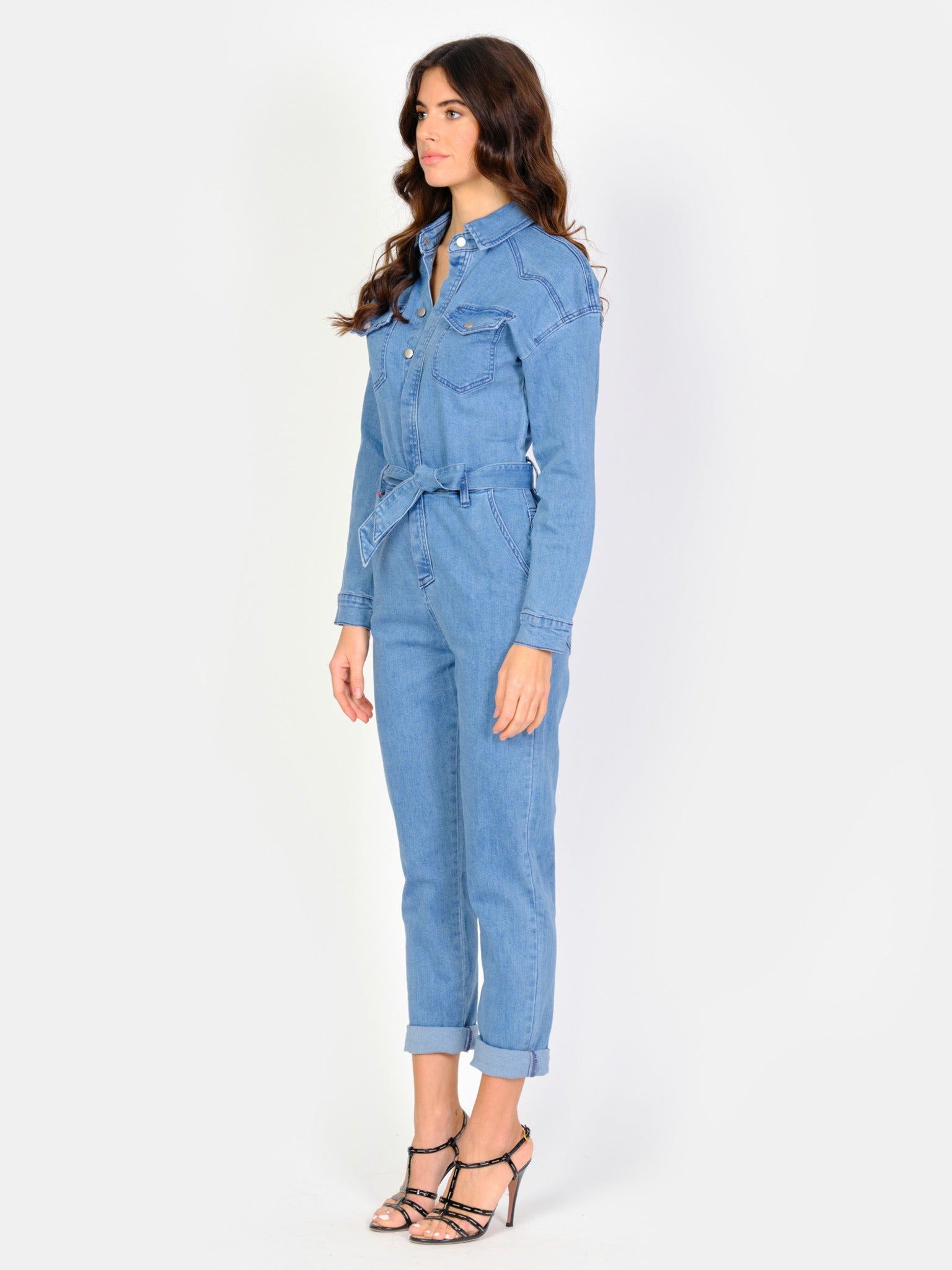 Combinaison manches longues bleu DORIA femme, BLUE, taille XS, porté par Amanda (1m76) – photo 3