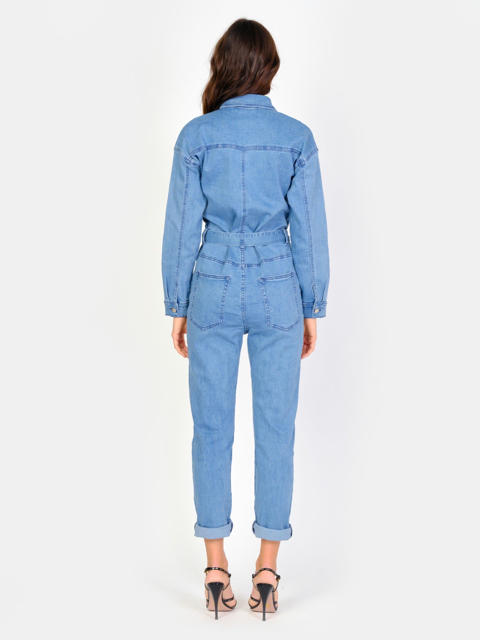 Combinaison manches longues bleu DORIA femme, BLUE, taille XS, porté par Amanda (1m76) – photo 4