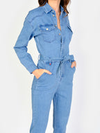 Combinaison manches longues bleu DORIA femme, BLUE, taille XS, porté par Amanda (1m76) – photo 5