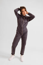 Combinaison manches longues carbon DAUPHINE femme, CARBON, taille XS, porté par Eden (1m70) (F.A.M. JEANS) – photo 1