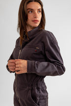 Combinaison manches longues carbon DAUPHINE femme, CARBON, taille XS, porté par Eden (1m70) – photo 5