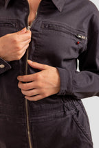 Combinaison manches longues carbon DAUPHINE femme, CARBON, taille XS, porté par Eden (1m70) – photo 6