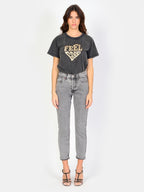 Jean mom gris PATRICIA MFN femme, GREY, taille 25, porté par Amanda (1m76) – photo 4