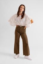 Jean évasé taille haute café FAUVE femme, CAFE, taille XS, porté par Eden (1m70) (F.A.M. JEANS) – photo 1