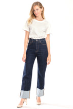 Jean droit indigo à revers PEARL femme, INDIGO, taille 26, porté par Clara (1m71) – photo 2