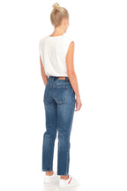 Jean droit taille mi-haute stone KELLY femme, STONE, taille 26, porté par Emy (1m76) – photo 4