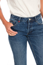 Jean droit taille mi-haute stone KELLY femme, STONE, taille 26, porté par Emy (1m76) – photo 5