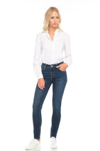 Jean skinny bleu foncé COLETTE femme, DARK BLUE, taille 26, porté par Emy (1m76) (F.A.M. JEANS) – photo 1