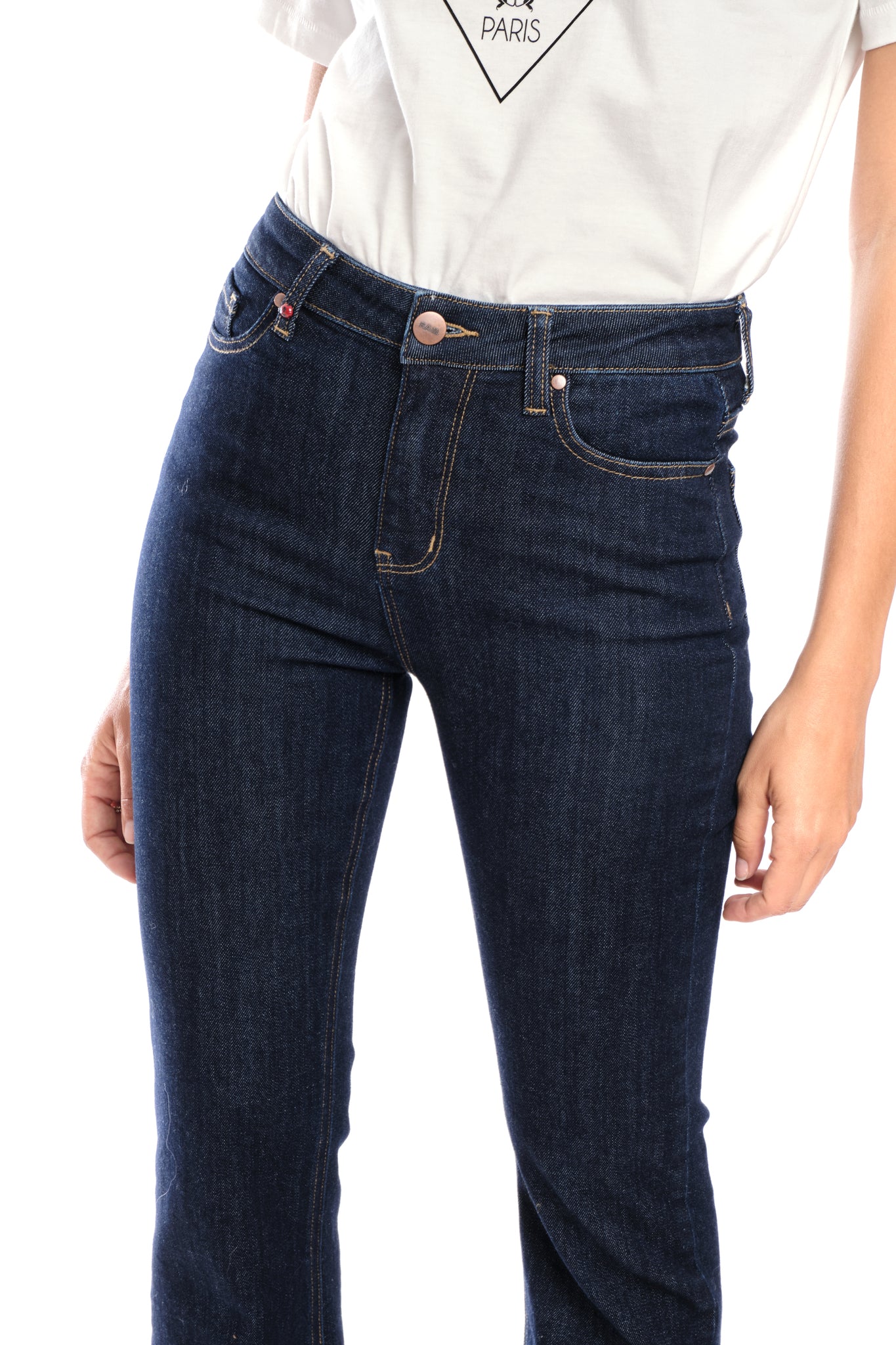 Jean skinny évasé BECKY femme, INDIGO, taille S, porté par Clara (1m71) – photo 5