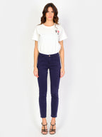 Pantalon chino bleu marine SHARONE femme, NAVY, taille 25, porté par Amanda (1m76) – photo 2
