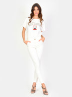 Pantalon chino blanc SHARONE femme, WHITE, taille 25, porté par Amanda (1m76) (F.A.M. JEANS) – photo 1