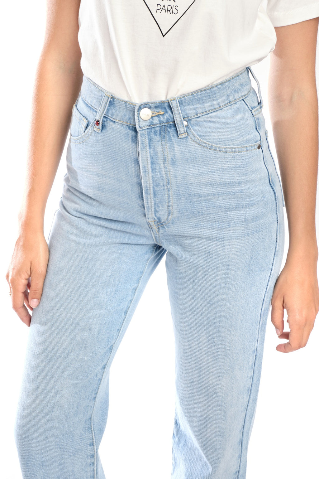 Jean droit court bleu clair POLA femme, LIGHT BLUE, taille 26, porté par Clara (1m71) – photo 5