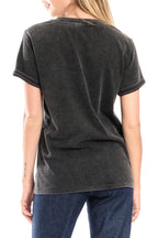 T-shirt noir uni en coton TYFFEN noir femme, BLACK, taille XS, porté par Clara (1m71) – photo 3