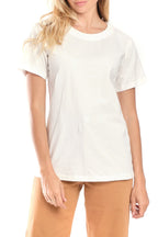 T-shirt blanc uni en coton TYFFEN blanc femme, WHITE, taille XS, porté par Clara (1m71) (F.A.M. JEANS) – photo 1