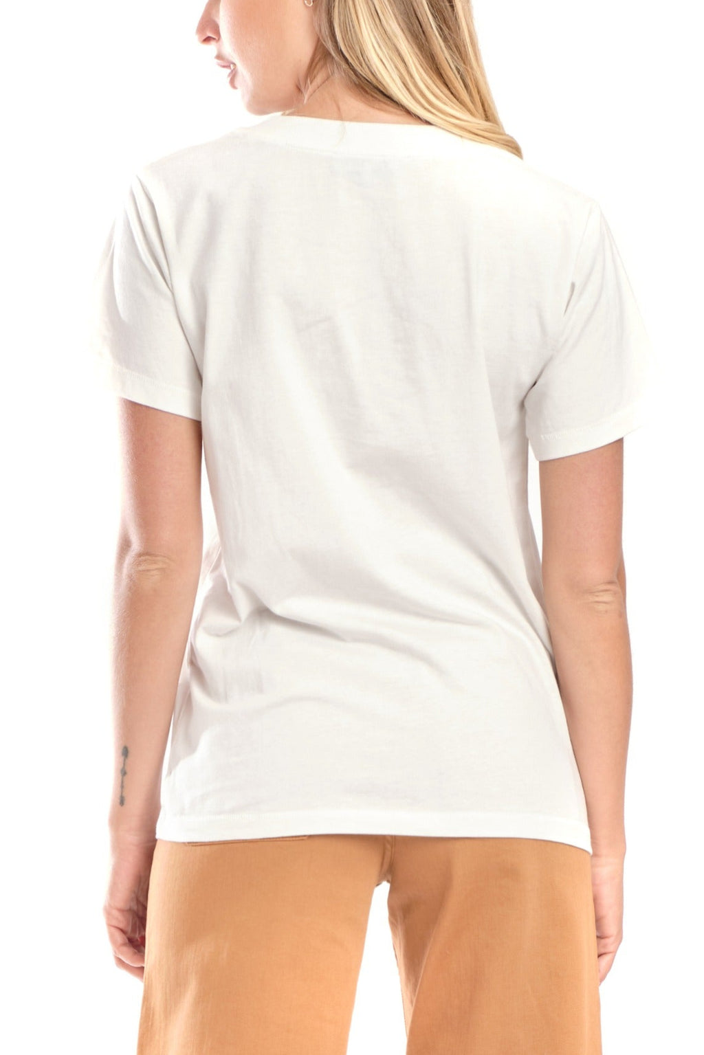 T-shirt blanc uni en coton TYFFEN blanc femme, WHITE, taille XS, porté par Clara (1m71) – photo 2