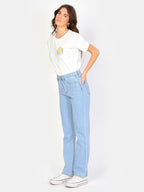 Jean droit bleu taille mi-haute PAOLI femme, LIGHT BLUE, taille 25, porté par Amanda (1m76) (F.A.M. JEANS) – photo 1