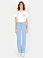 Jean droit bleu taille mi-haute PAOLI femme, LIGHT BLUE, taille 25, porté par Amanda (1m76) – photo 2