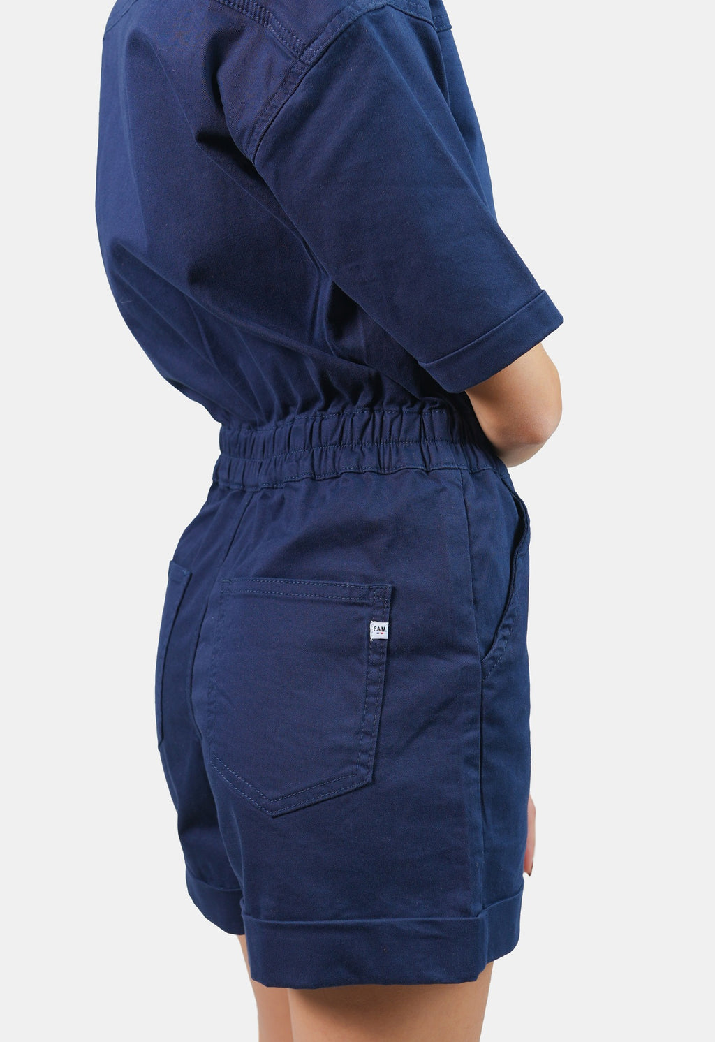 Combishort bleu marine en coton DOLCE femme, NAVY, taille XS, porté par Marie (1m71) (F.A.M. JEANS) – photo 1